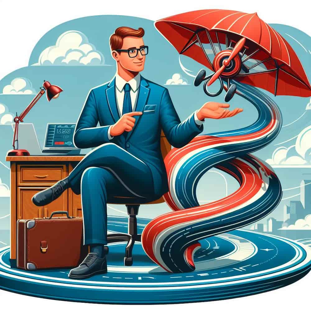 An illustration of a insurance professional sitting in a chair