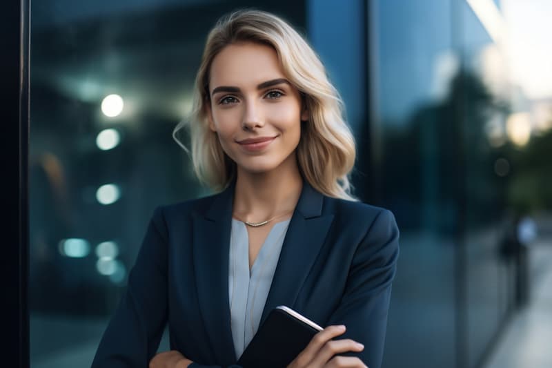 Insurance agent posing for picture with her arms crossed