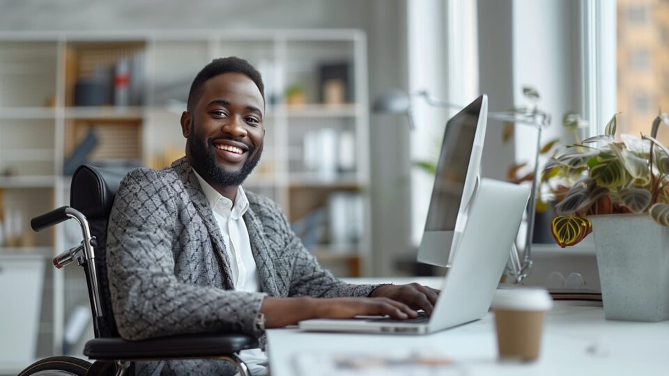 An insurance agent working in his office